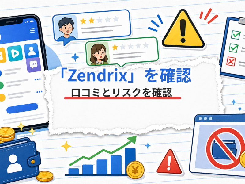 Zendrix副業アプリの口コミとリスクを示すアイキャッチ