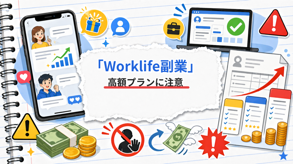 Worklife副業の高額プランリスクを示すアイキャッチ