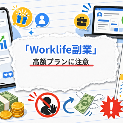 Worklife副業の高額プランリスクを示すアイキャッチ