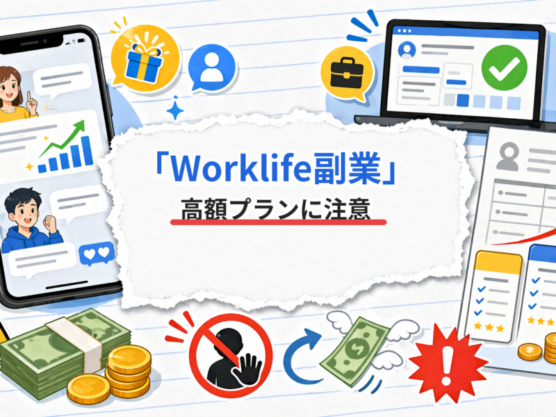 Worklife副業の高額プランリスクを示すアイキャッチ