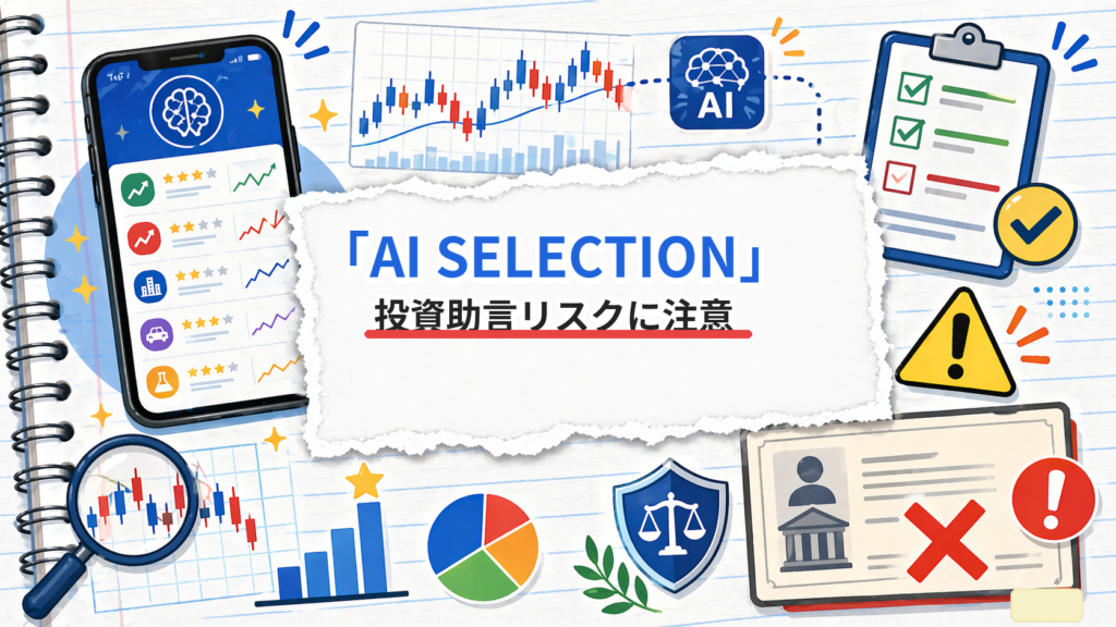AI SELECTIONの投資助言リスクを示すアイキャッチ