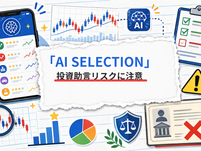AI SELECTIONの投資助言リスクを示すアイキャッチ