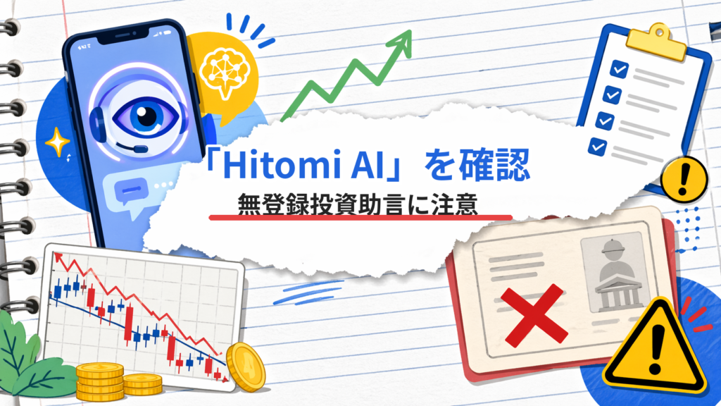 Hitomi AIの無登録投資助言リスクを示すアイキャッチ