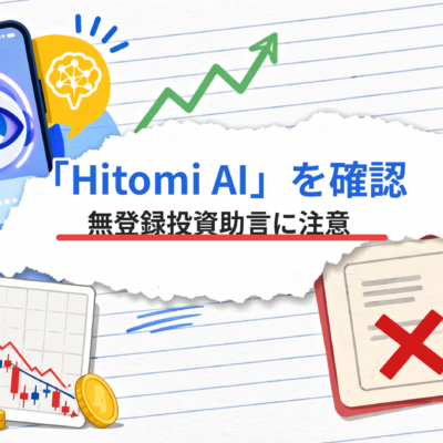 Hitomi AIの無登録投資助言リスクを示すアイキャッチ