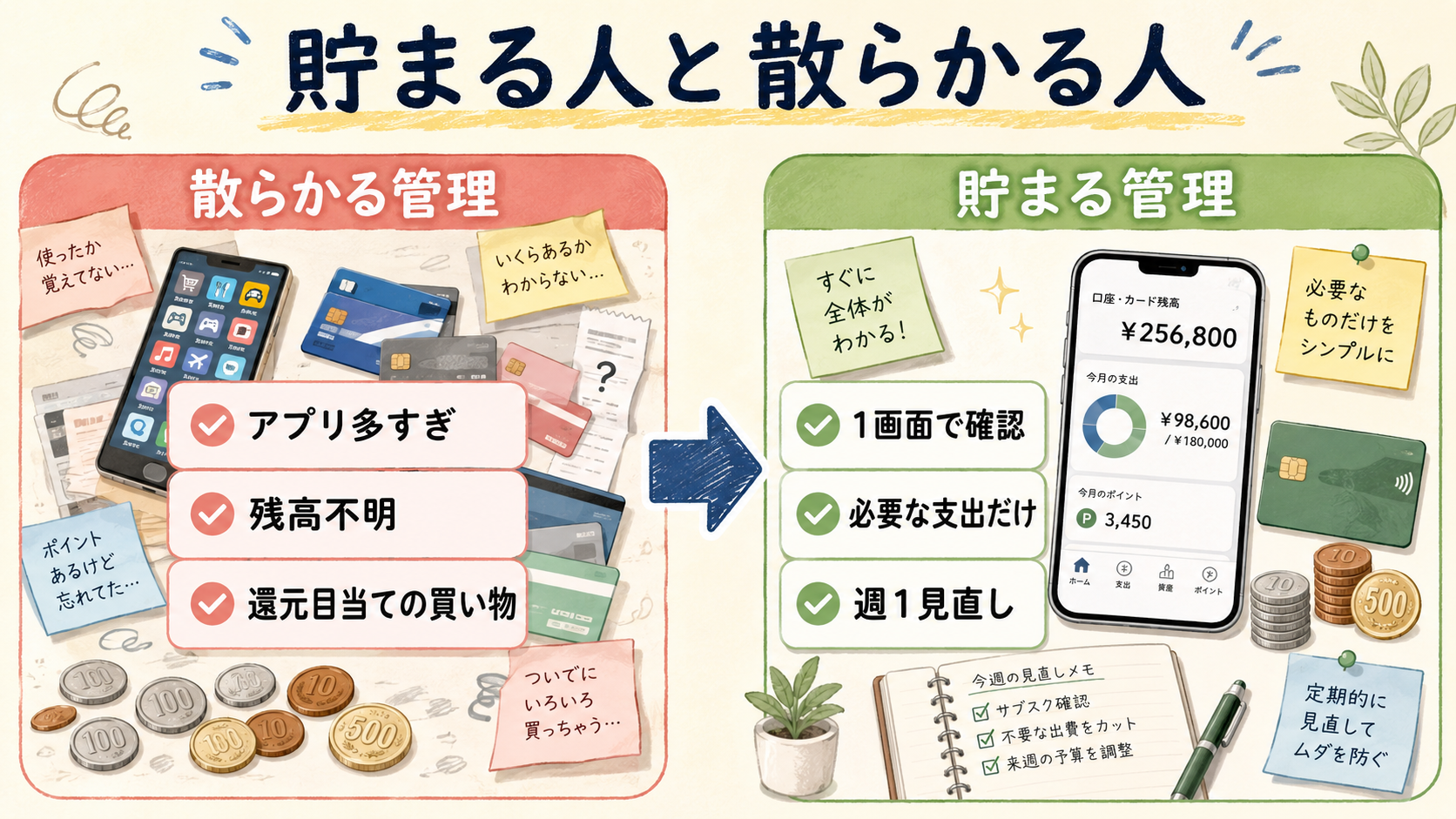 貯まる人と散らかる人