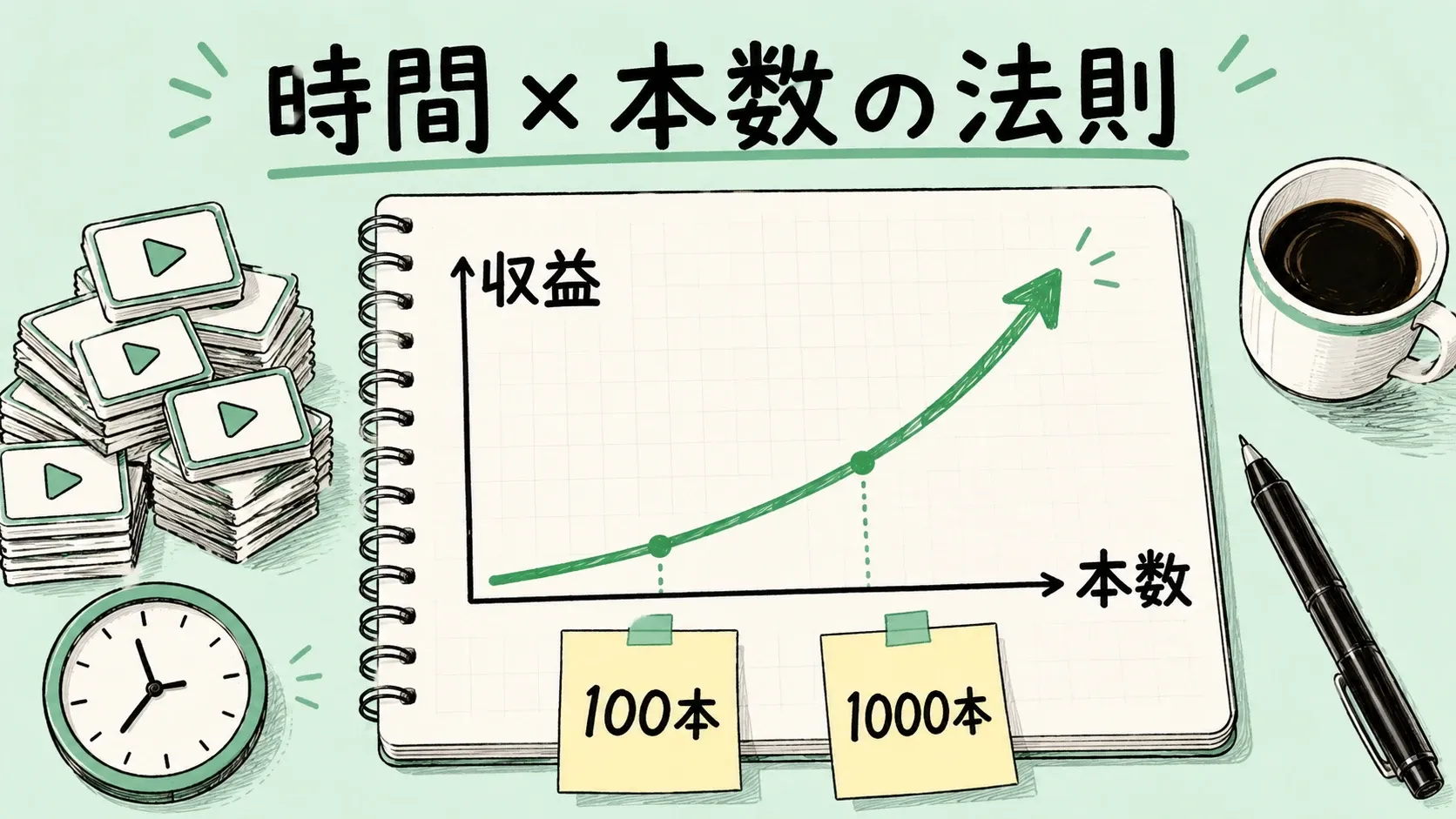 時間と本数で稼ぎが変わる図解