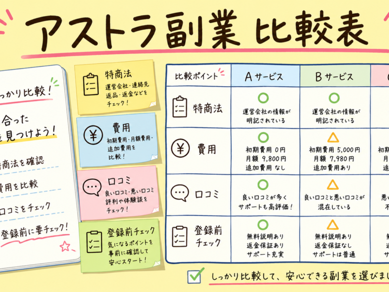 株式会社アストラの副業は登録前に何を見るべきか｜加藤洸希氏の案件をAI比較表で整理