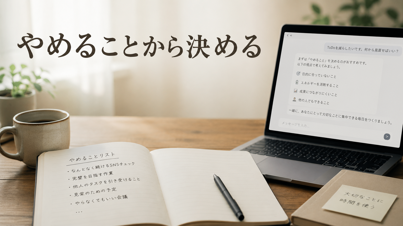 人間が決めてAIが整理する流れの図解